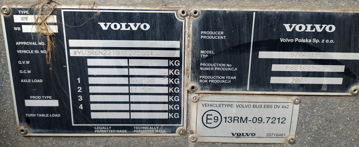 Dnepropetrovsk region, Volvo 8700LE # AE 3208 AB