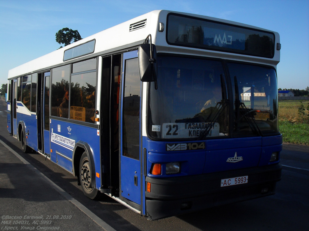 Brest region, MAZ-104.031 № 289