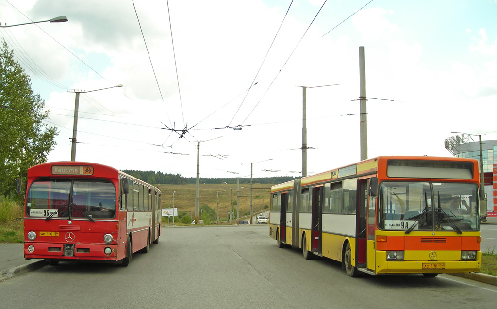 Пермский край, Mercedes-Benz O305G № АО 110 59; Пермский край, Mercedes-Benz O405G № АО 116 59; Пермский край — Разные фотографии