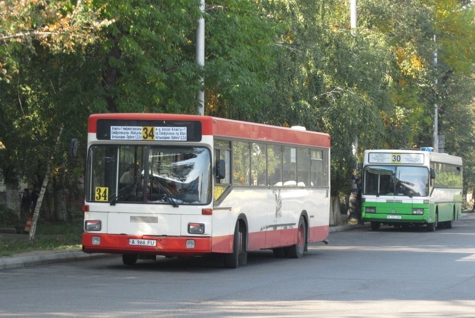 Алматы, MAN 791 SL202 № A 988 FU; Алматы, Mercedes-Benz O405 № A 763 DH