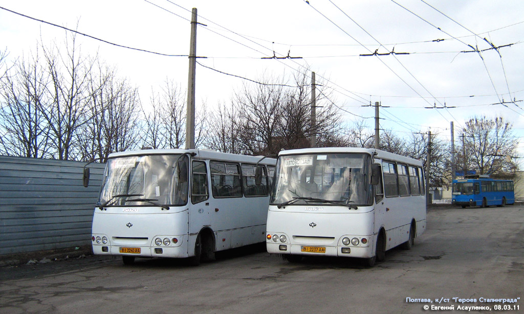 Poltava region, Bogdan A09202 č. BI 2237 AA; Poltava region, Bogdan A09202 (LuAZ) č. BI 2240 AA; Poltava region — Poltava — bus terminus