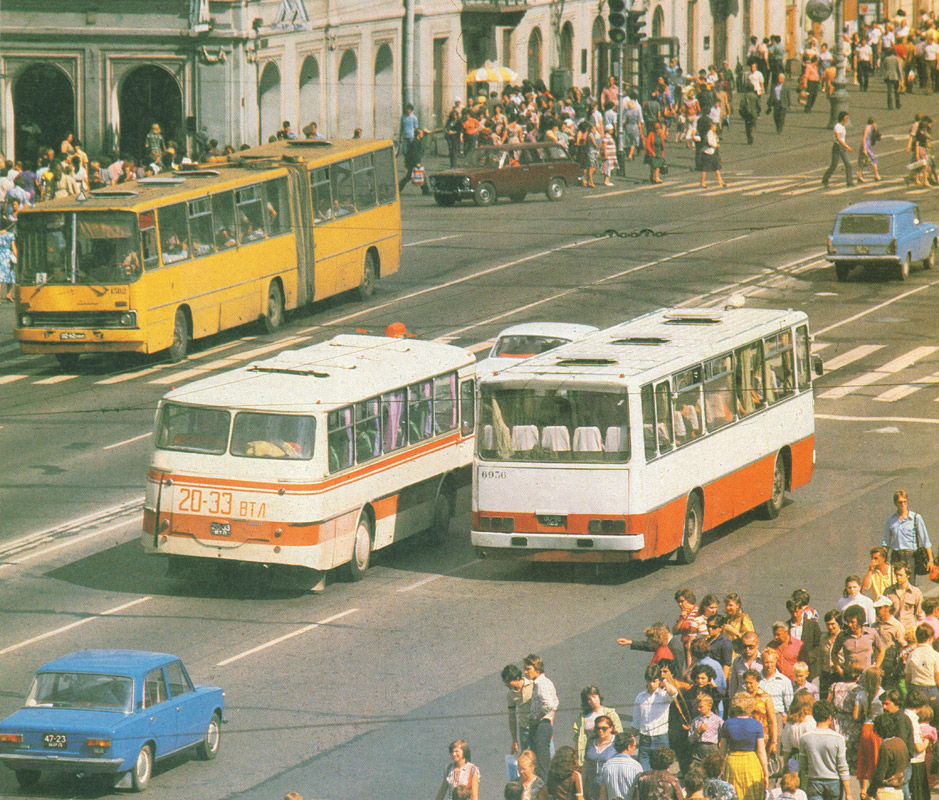 Санкт-Петербург, Ikarus 280.01 № 1382; Витебская область, ЛАЗ-697Н № 20-33 ВТЛ; Санкт-Петербург, Ikarus 255 № 6936; Санкт-Петербург — Старые фотографии