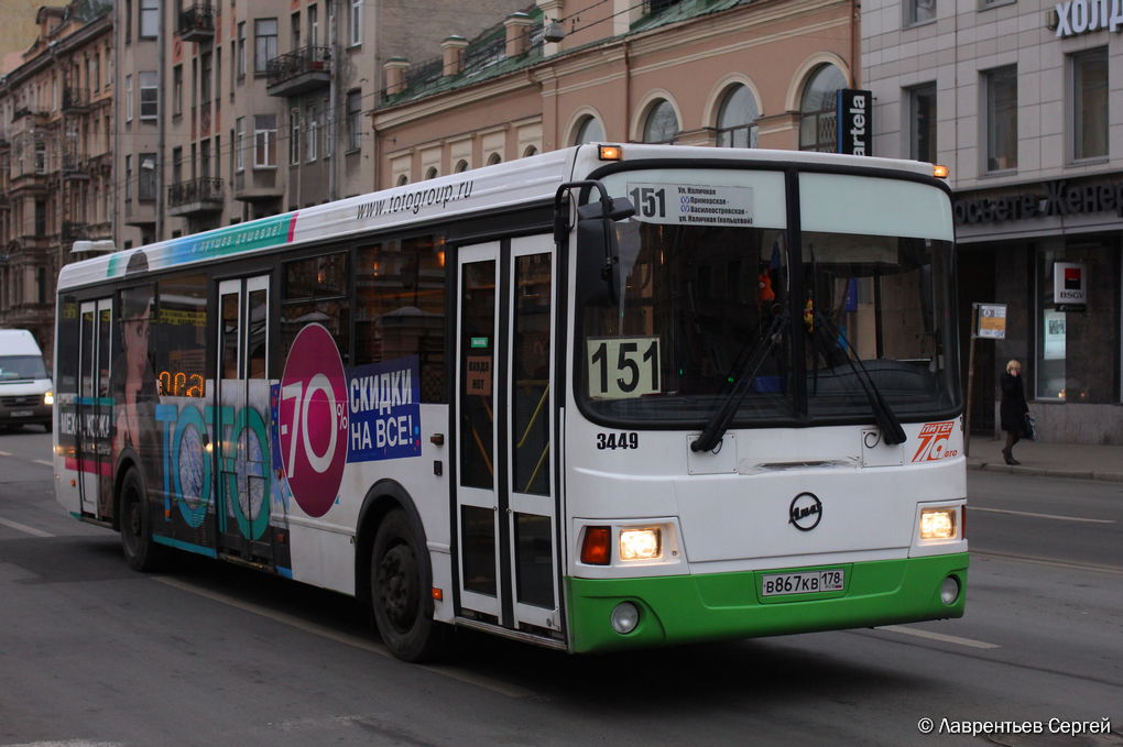 Санкт-Петербург, ЛиАЗ-5293.53 № 3449