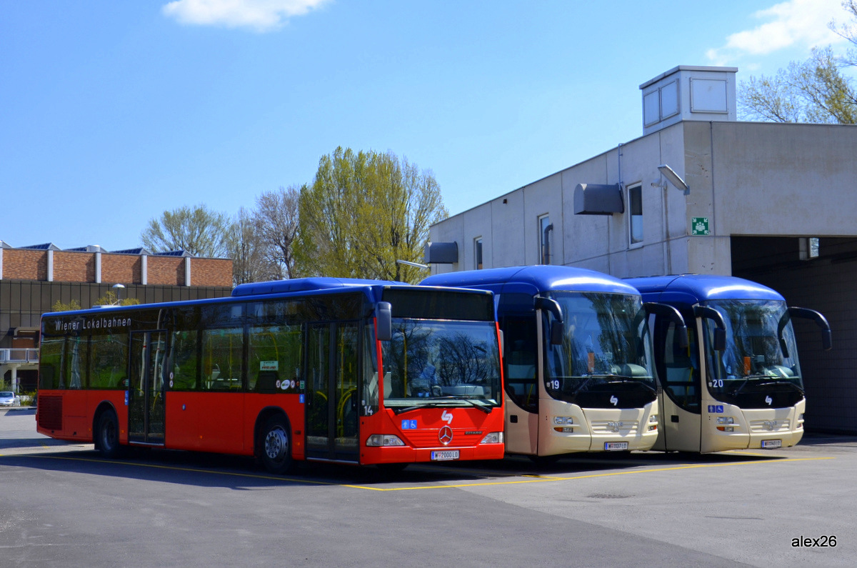 Austria, Mercedes-Benz O530 Citaro # 14; Austria, MAN R12 Lion's Regio ÜL314 # 19; Austria, MAN R12 Lion's Regio ÜL314 # 20