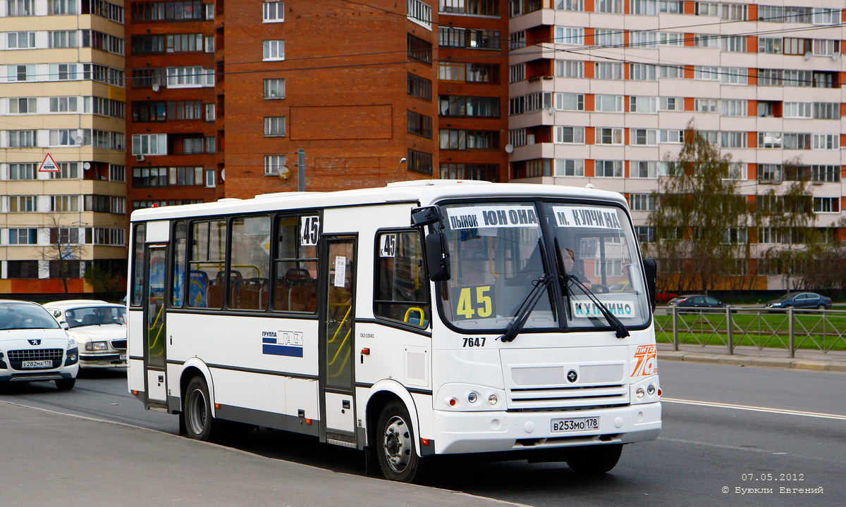 Санкт-Петербург, ПАЗ-320412-05 № 7647