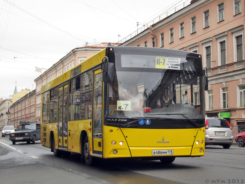 Санкт-Петербург, МАЗ-206.068 № В 486 ММ 178