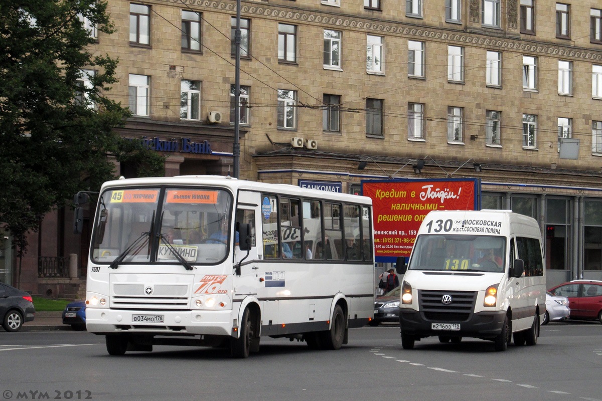 Санкт-Петербург, ПАЗ-320412-05 № 7607; Санкт-Петербург, БТД-2219 (Volkswagen Crafter) № В 216 ВВ 178