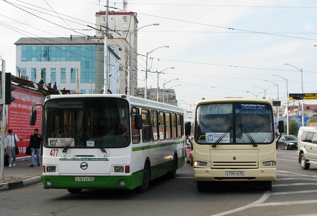 Krasnodar region, LiAZ-5256.26 № 477; Krasnodar region, PAZ-320401-01 № Е 734 ТЕ 93