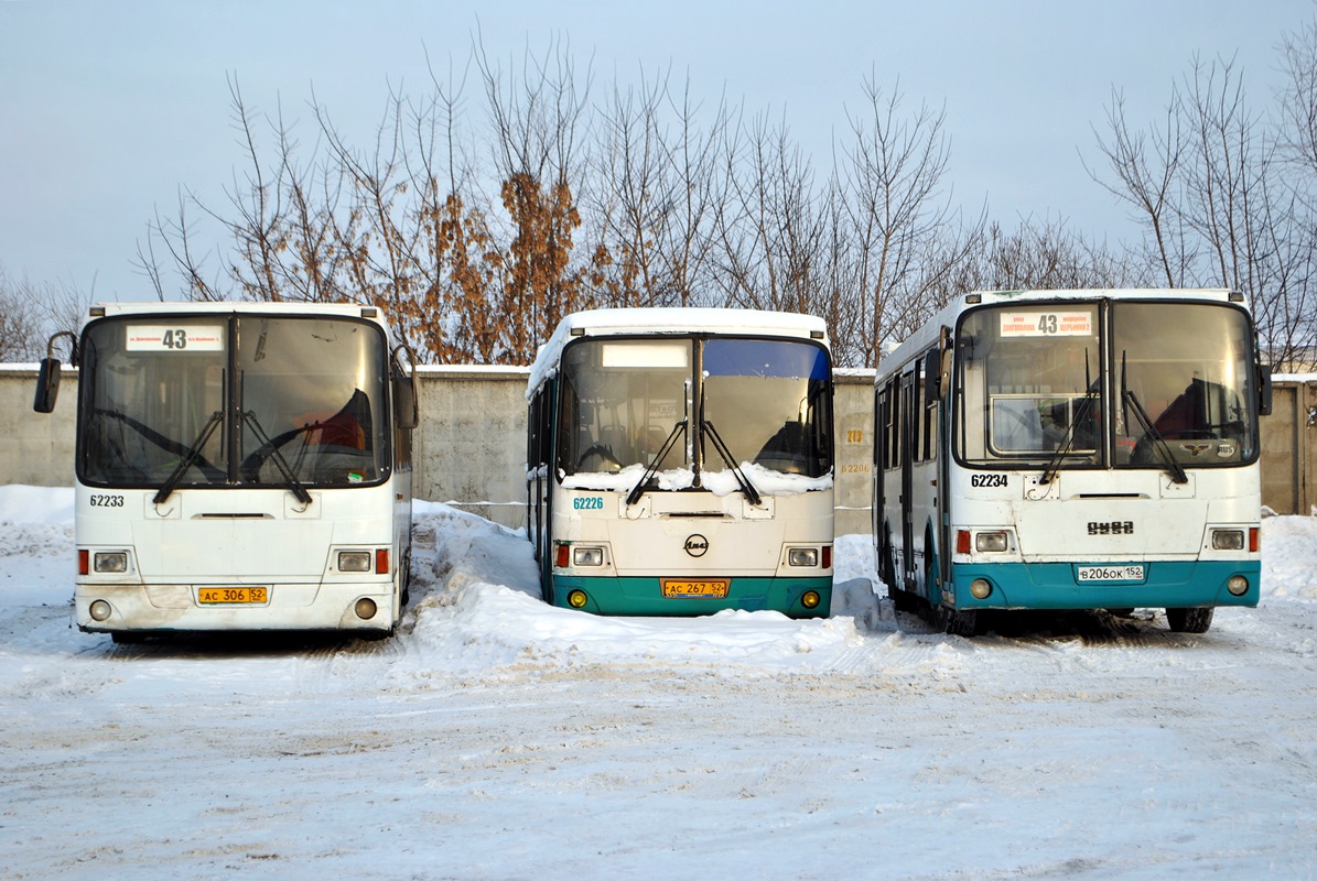 Нижегородская область, ЛиАЗ-5293.00 № 62233; Нижегородская область, ЛиАЗ-5293.00 № 62226; Нижегородская область, ЛиАЗ-5256.26 № 62234; Нижегородская область — Автопарки