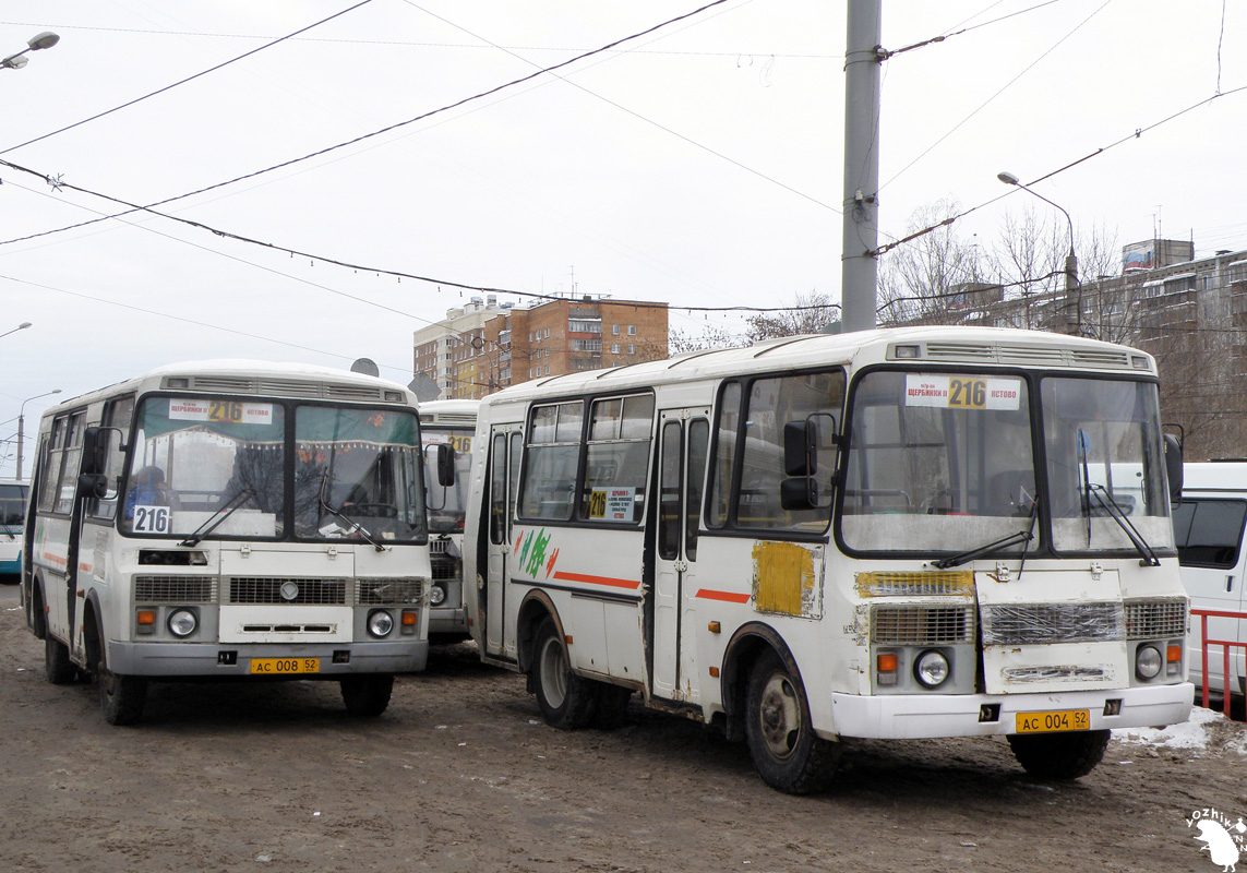 Nizhegorodskaya region, PAZ-32054 Nr. АС 008 52; Nizhegorodskaya region, PAZ-32054 Nr. АС 004 52; Nizhegorodskaya region — Bus stations, End Stations