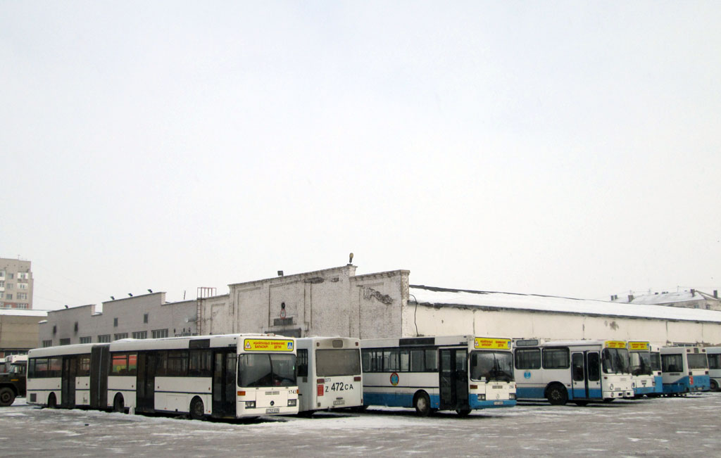 Astana, Mercedes-Benz O405G # 1743; Astana, MAN 791 SL202 # 2273; Astana, Mercedes-Benz O405 # 2104; Astana, Mercedes-Benz O305G # 2206; Astana — Bus depot