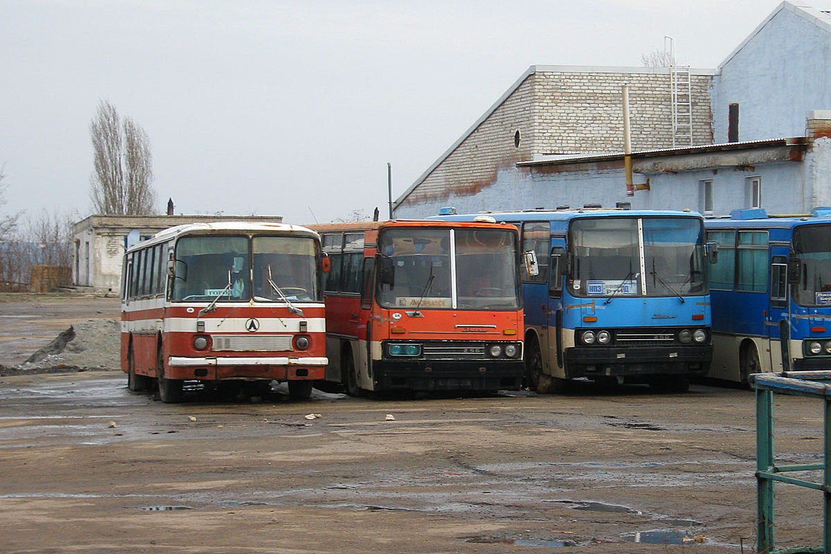 Луганская область, Ikarus 256.54 № 066-72 АР; Луганская область, Ikarus 256.51 № 003-65 АО; Луганская область, Ikarus 250.59 № 005-03 АО; Луганская область, ЛАЗ-699Р № 2680 АІА; Луганская область — Разные фотографии