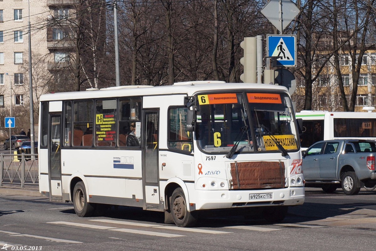 Санкт-Петербург, ПАЗ-320412-05 № 7597