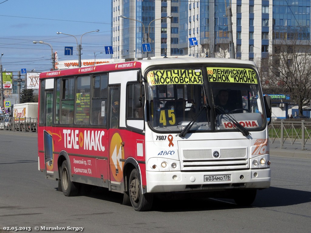 Санкт-Петербург, ПАЗ-320412-05 № 7607