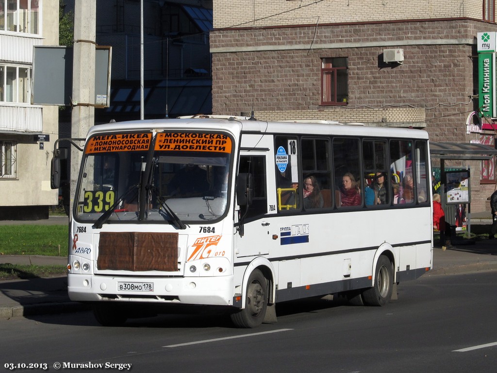 Санкт-Петербург, ПАЗ-320412-05 № 7684