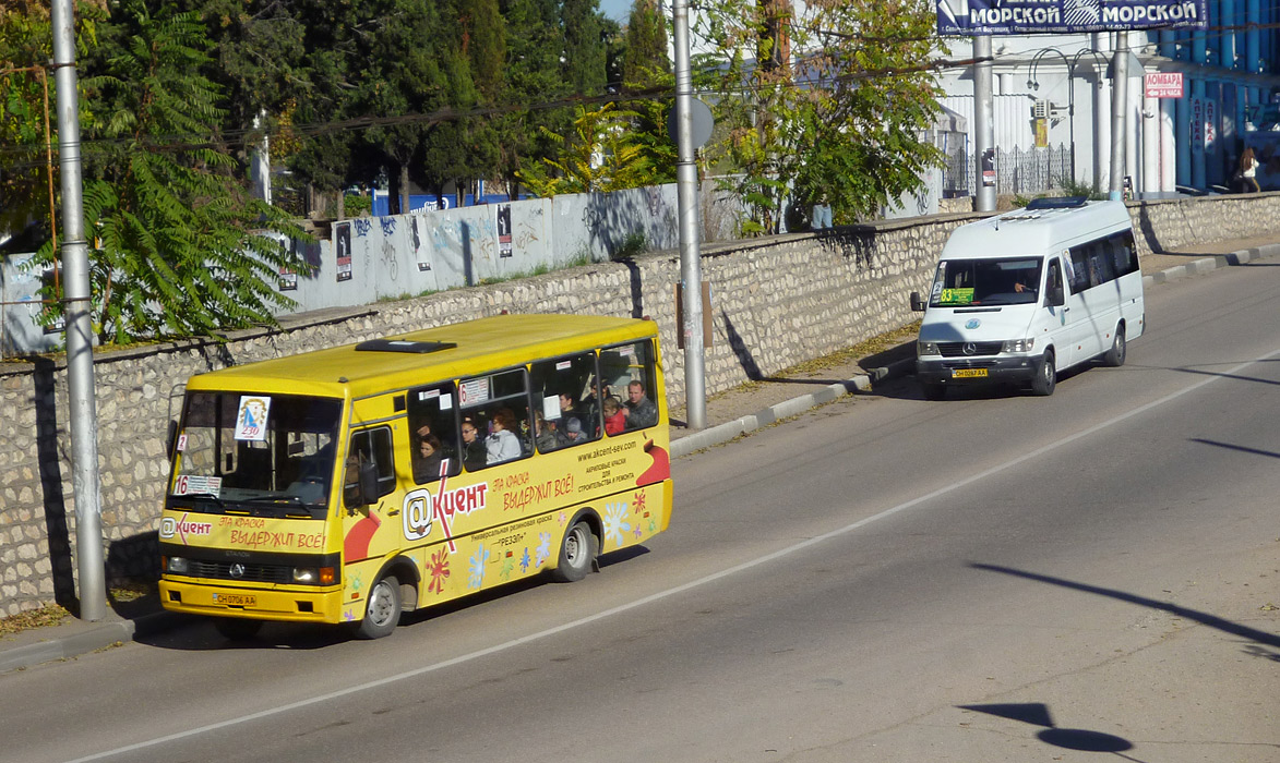 Севастополь, БАЗ-А079.14 "Подснежник" № CH 0706 AA; Севастополь, Mercedes-Benz Sprinter W903 312D № CH 0287 AA; Севастополь — Разные фотографии