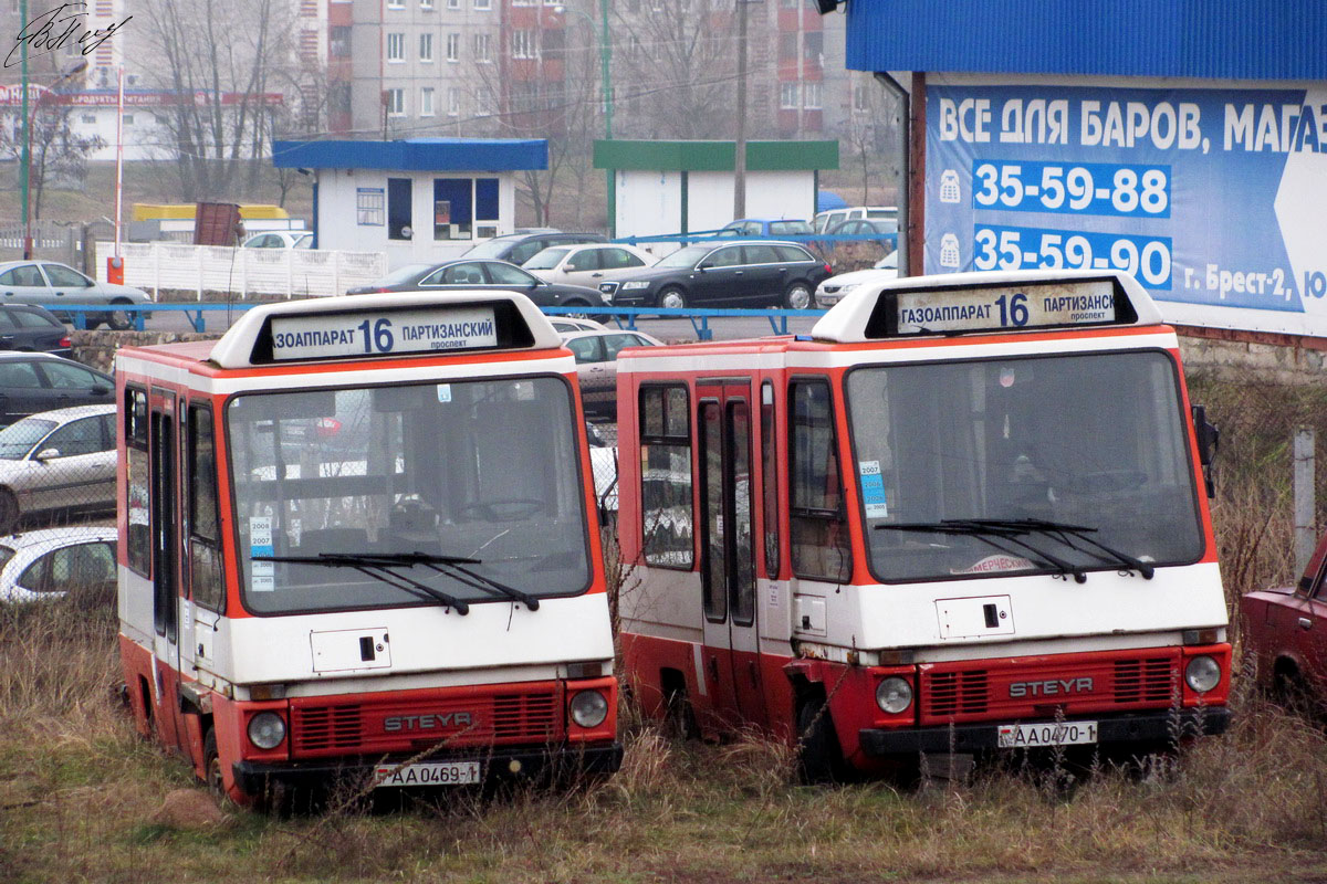Брестская область, Steyr Citybus SC6 F** № АА 0469-1; Брестская область, Steyr Citybus SC6 F** № АА 0470-1