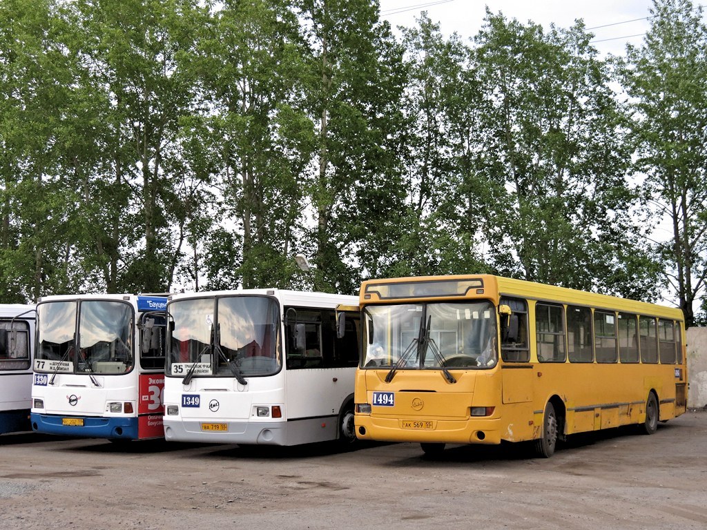 Omsk region, LiAZ-5256.45 Nr. 1330; Omsk region, LiAZ-5293.00 Nr. 1349; Omsk region, LiAZ-5256.25 Nr. 1494; Omsk region — Bus depots