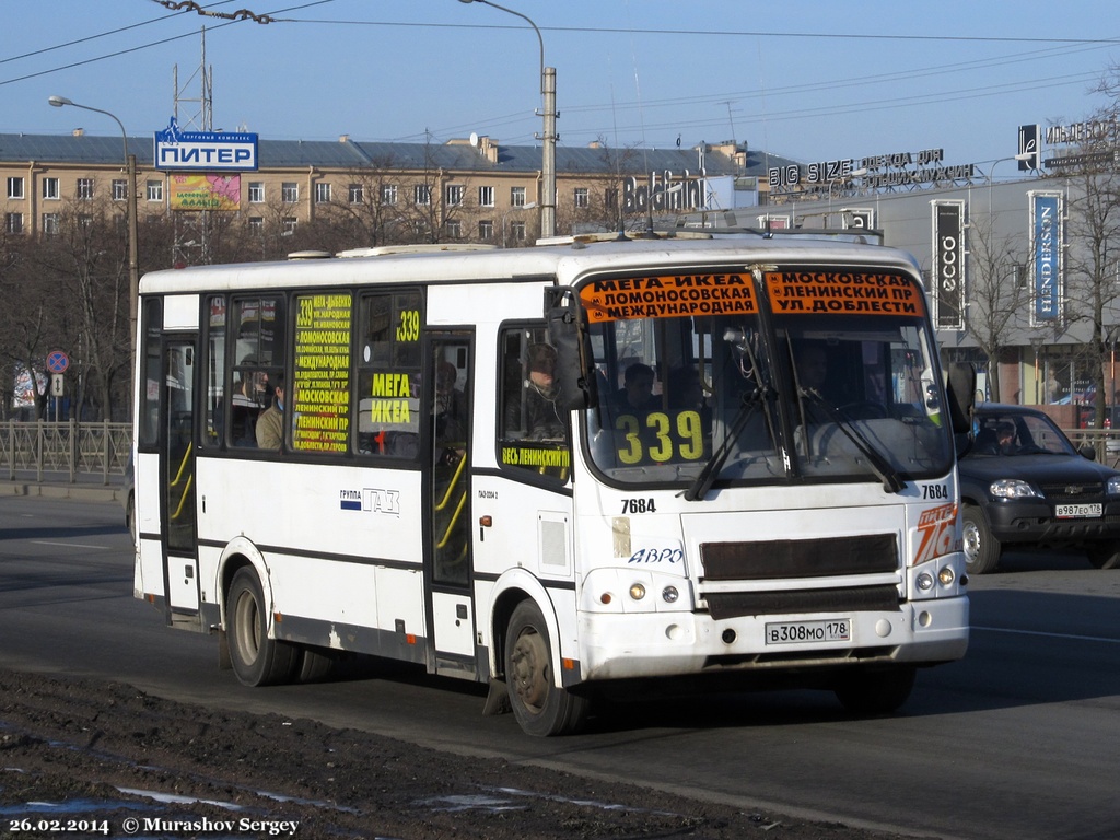 Санкт-Петербург, ПАЗ-320412-05 № 7684