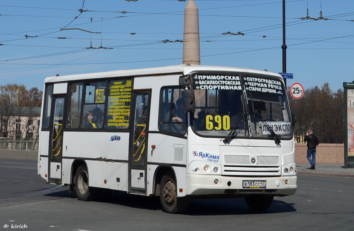 Санкт-Петербург, ПАЗ-320402-03 № В 183 СС 47