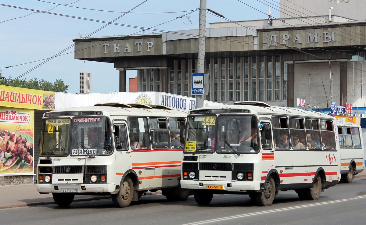 Томская область, ПАЗ-32051-110 № В 234 ВО 70; Томская область, ПАЗ-3205-110 № АА 658 70; Томская область — Разные фотографии — Томск