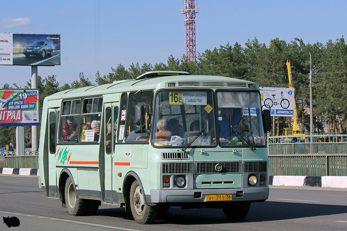 Маршрут автобуса 16 на карте Воронежа