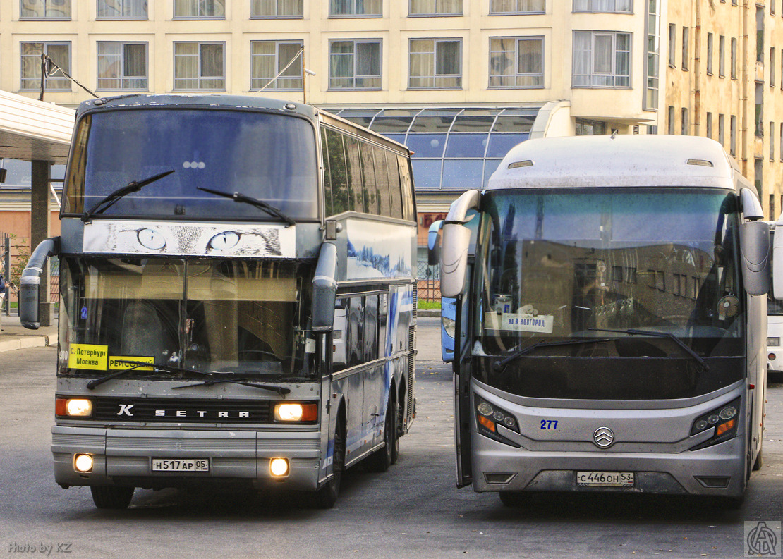 Санкт-Пецярбург, Setra S228DT № Н 517 АР 05; Наўгародская вобласць, Golden Dragon XML6126JR № 277