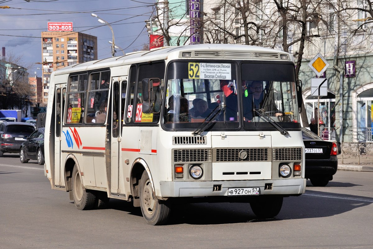 Орловская область, ПАЗ-32054-07 № В 927 ОН 57