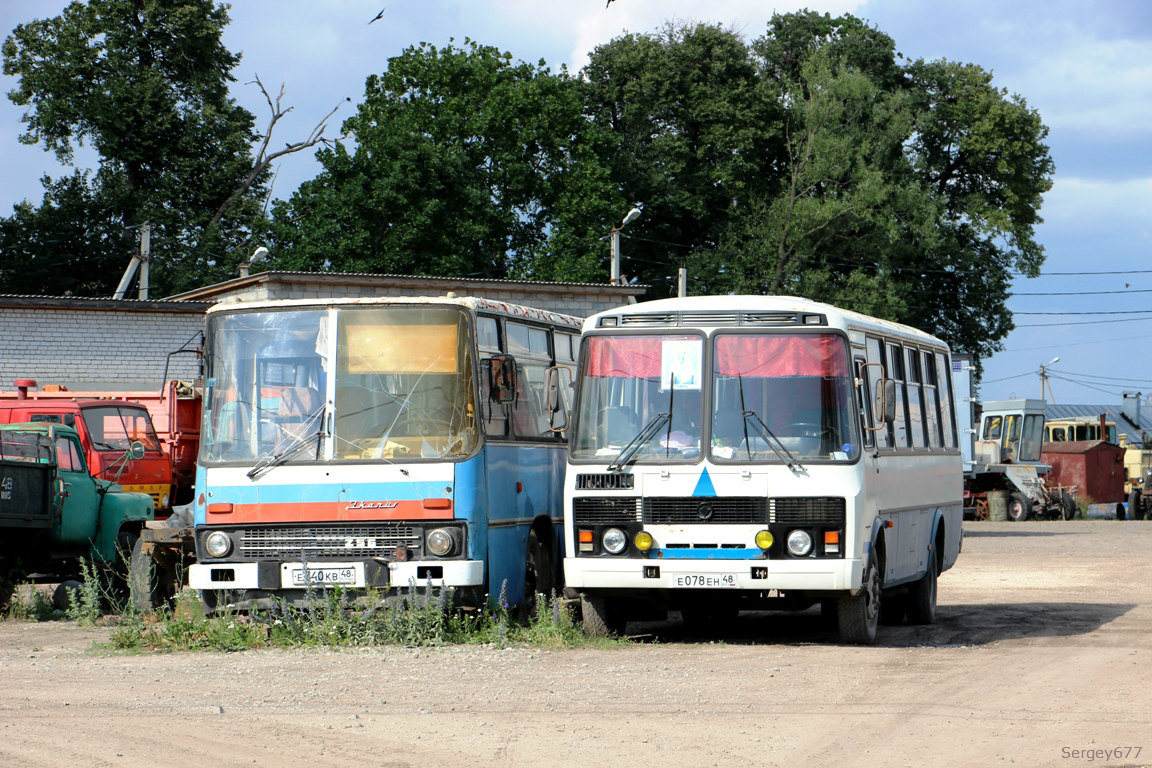 Липецкая область, ПАЗ-4234 № Е 078 ЕН 48; Липецкая область, Ikarus 255.70 № Е 340 КВ 48