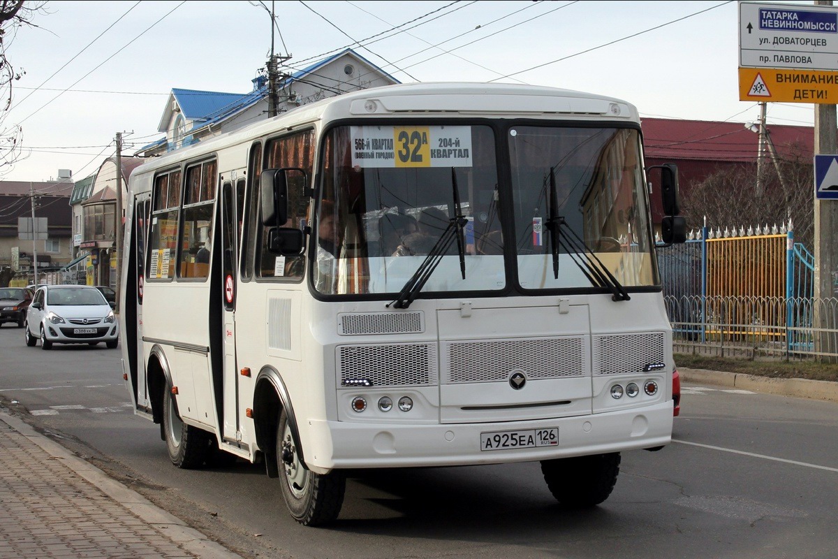 Маршрут автобуса 32а на карте Ставрополя