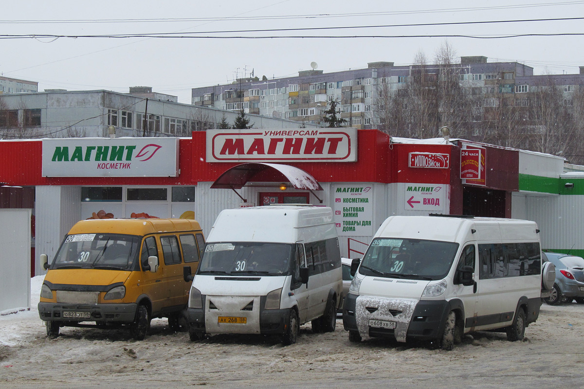 Пензенская область, ГолАЗ-3030 (Ford Transit) № АХ 268 58; Пензенская область, Нижегородец-FST613 (FIAT Ducato) № О 608 ХВ 58; Пензенская область — Автобусные вокзалы, станции и конечные остановки