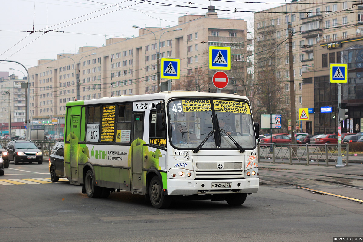 Санкт-Петербург, ПАЗ-320412-05 № 7615