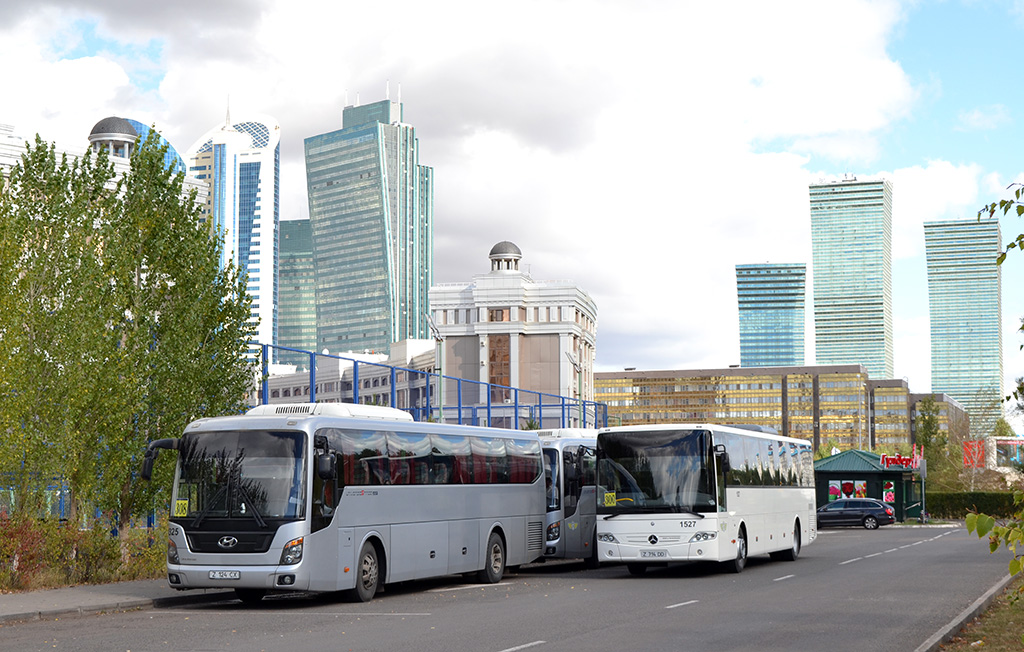 Астана, Mercedes-Benz Intouro II № 1527; Астана, Hyundai Universe Space Luxury № 1325; Астана — Автовокзалы, автостанции, конечные остановки