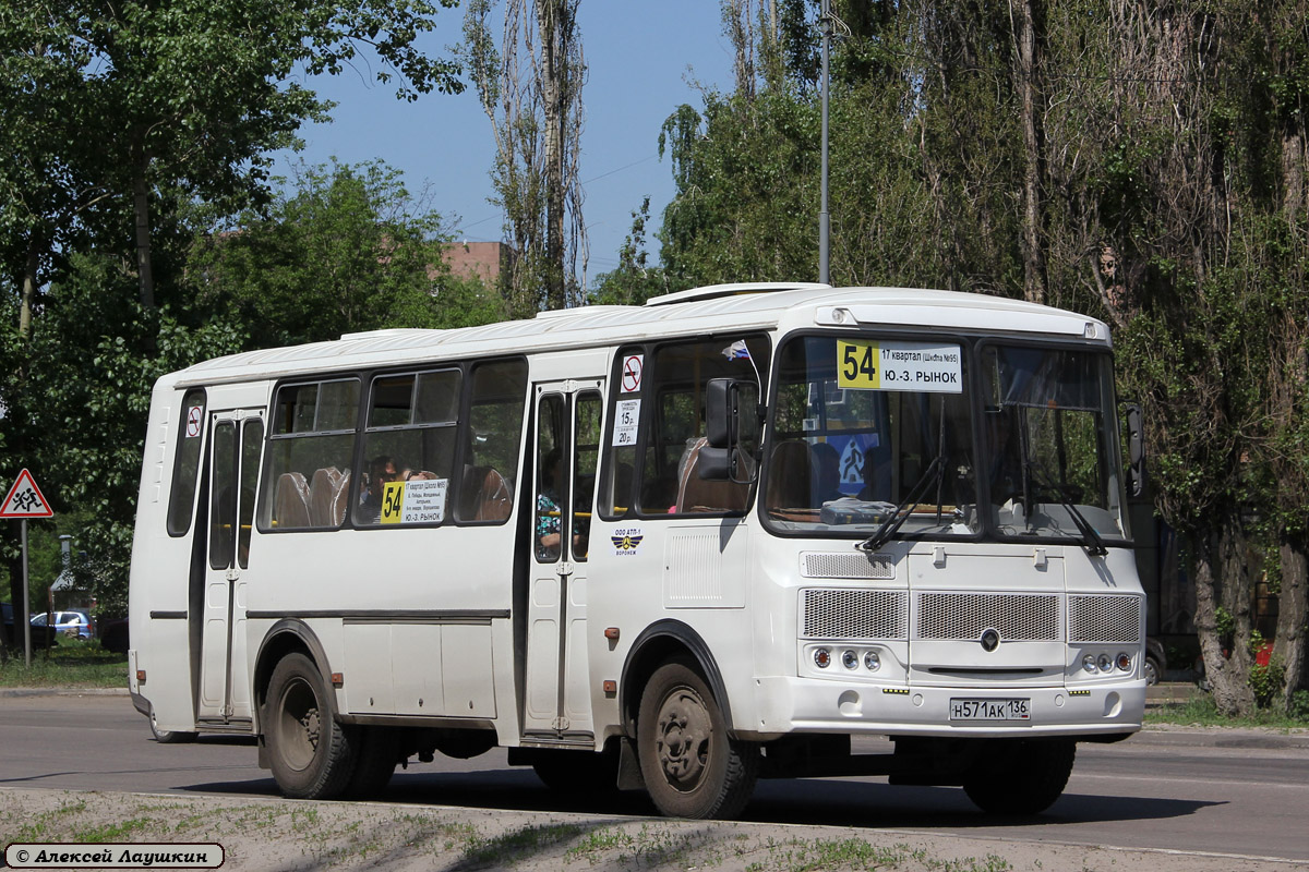 Маршрут автобуса 54 на карте Воронежа