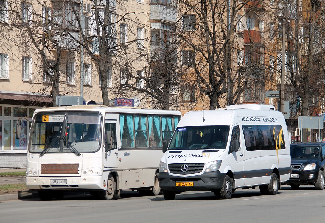 Псковская область, ПАЗ-320402-05 № 442; Псковская область, Луидор-223602 (MB Sprinter) № АЕ 287 60