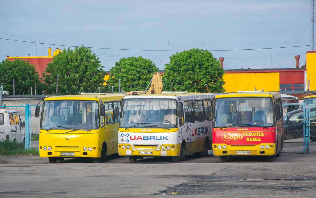 Volinskaya region, Bogdan A09202 # AC 2590 AM; Volinskaya region, Bogdan A09202 # AC 4863 AM; Volinskaya region, Bogdan A09202 # AC 2586 AM; Volinskaya region — Autobus garages