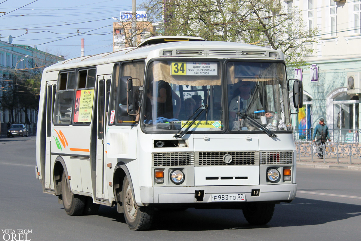 Орловская область, ПАЗ-32054 № Е 983 ТО 57