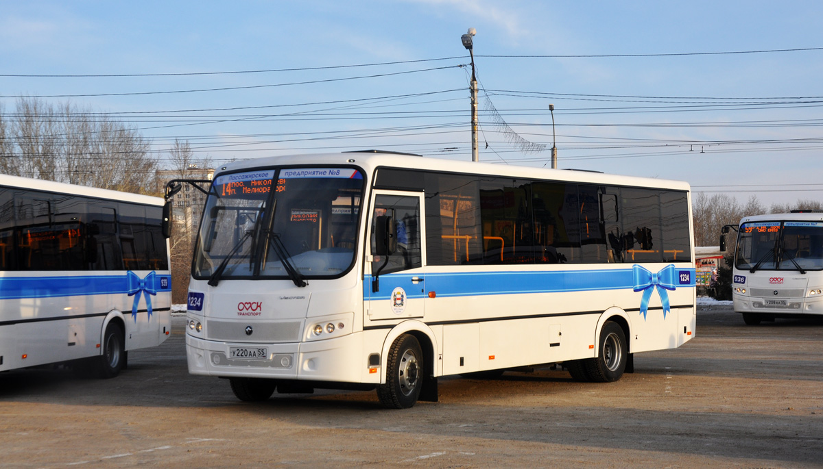 Obwód omski, PAZ-320414-04 "Vektor" (1-2) Nr 1234; Obwód omski — 09.12.2017 — PAZ-320414-04 buses presentation