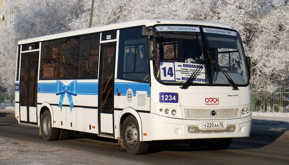 Omsk region, PAZ-320414-04 "Vektor" (1-2) Nr. 1234