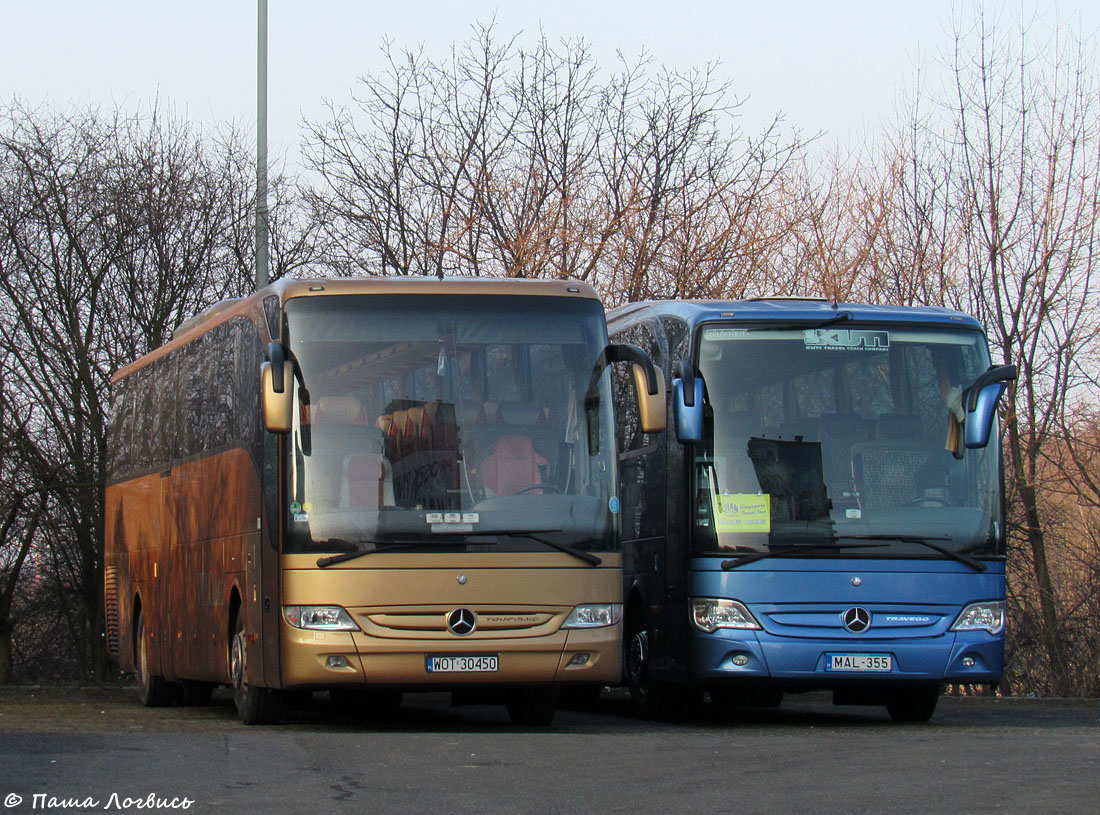 Польша, Mercedes-Benz Tourismo II M/2 16RHD № WOT 30450; Венгрия, Mercedes-Benz O580-16RHD Travego M № MAL-355