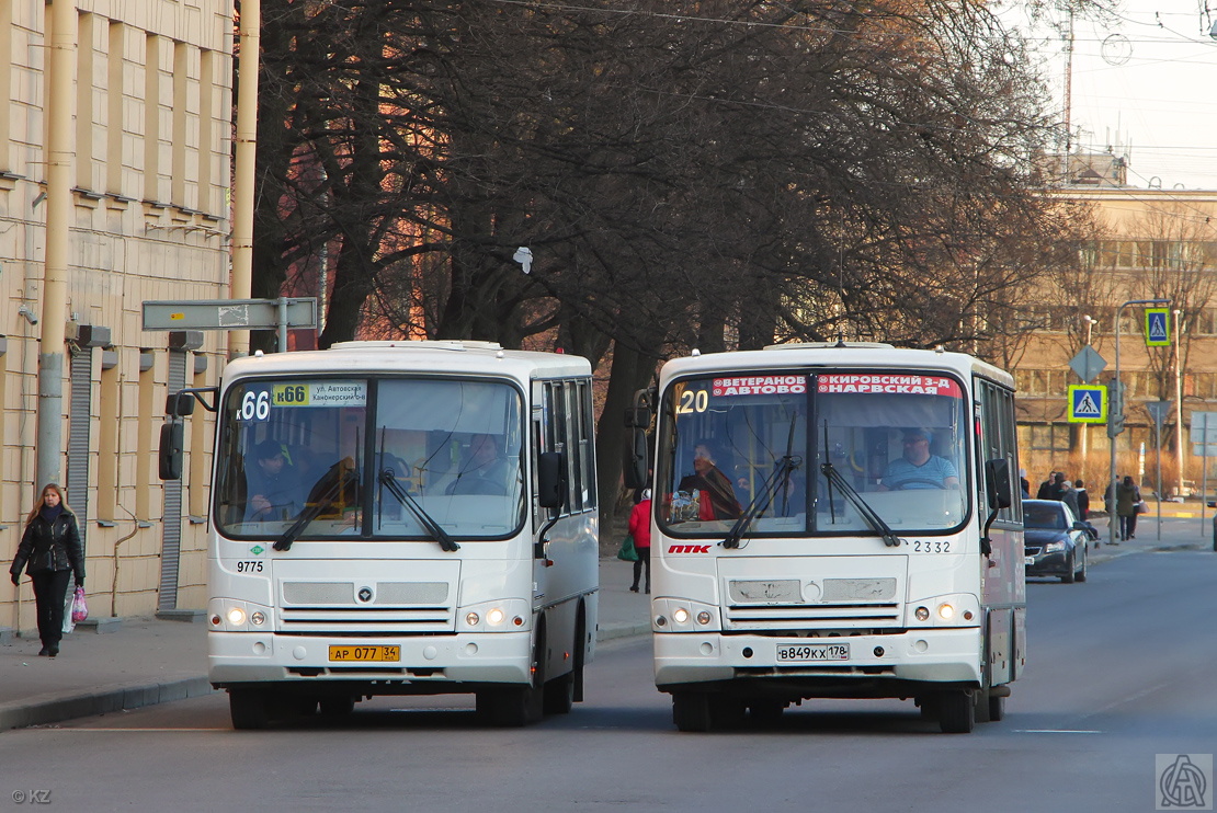 Санкт-Петербург, ПАЗ-320402-05 № n332; Санкт-Петербург, ПАЗ-320302-11 № 9775