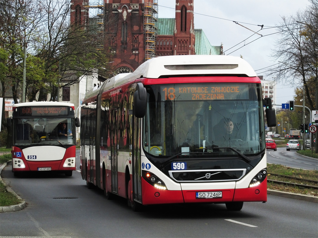 Польша, Volvo 7900A Hybrid № 590; Польша, Jelcz M121I № 354