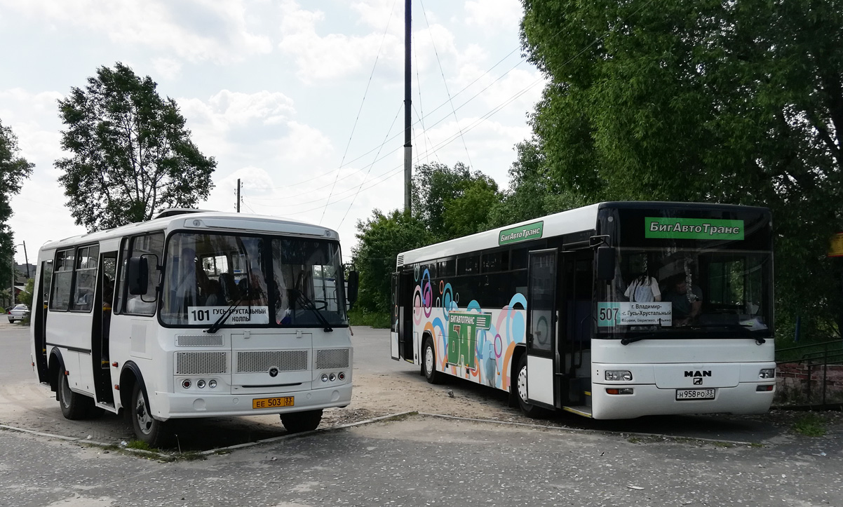 Владимирская область, ПАЗ-32054 № ЕЕ 503 33; Владимирская область, MAN A72 Lion's Classic SÜ263 № Н 958 РО 33