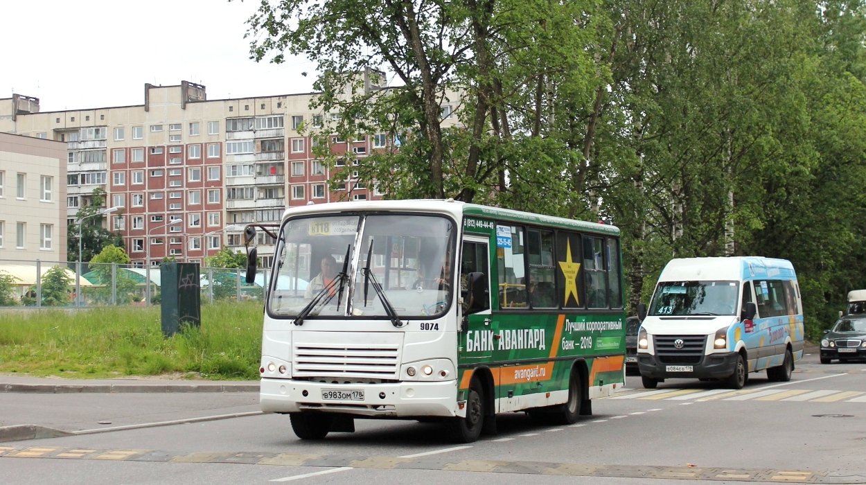 Санкт-Петербург, ПАЗ-320402-05 № 9074; Санкт-Петербург, БТД-2219 (Volkswagen Crafter) № 2981