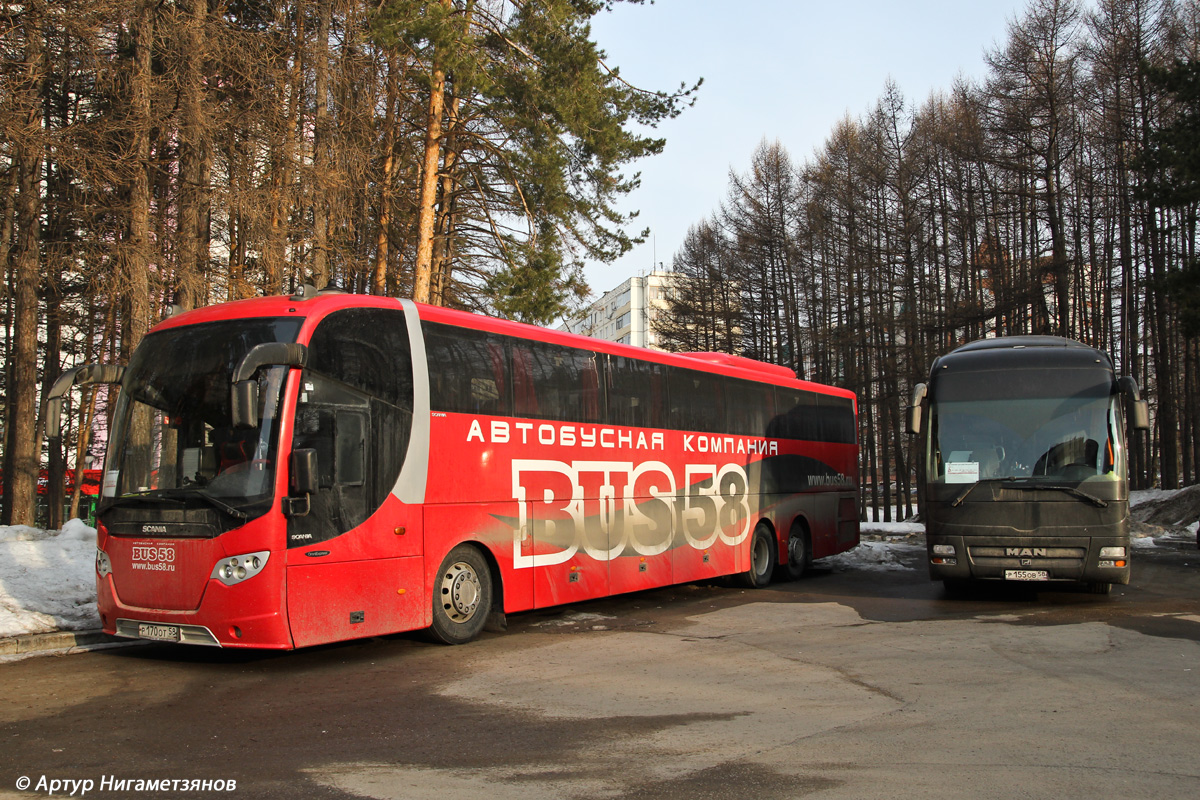 Пензенская область, Scania OmniExpress 360 № Р 170 ОТ 58; Пензенская область, MAN R08 Lion's Coach L RHC444 L № Р 155 ОВ 58