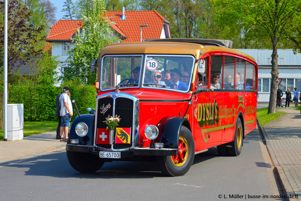 Швейцария, Saurer № 19; Нижняя Саксония — 1. Europatreffen historischer Omnibusse 21.04.2018 Einbeck PS.Speicher