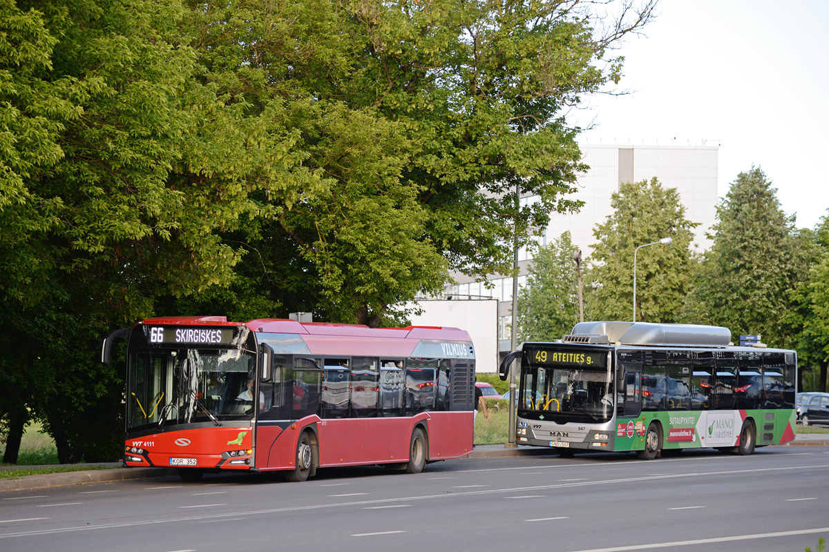 Літва, Solaris Urbino IV 12 № 4111; Літва, MAN A21 Lion's City NL273 CNG № 947