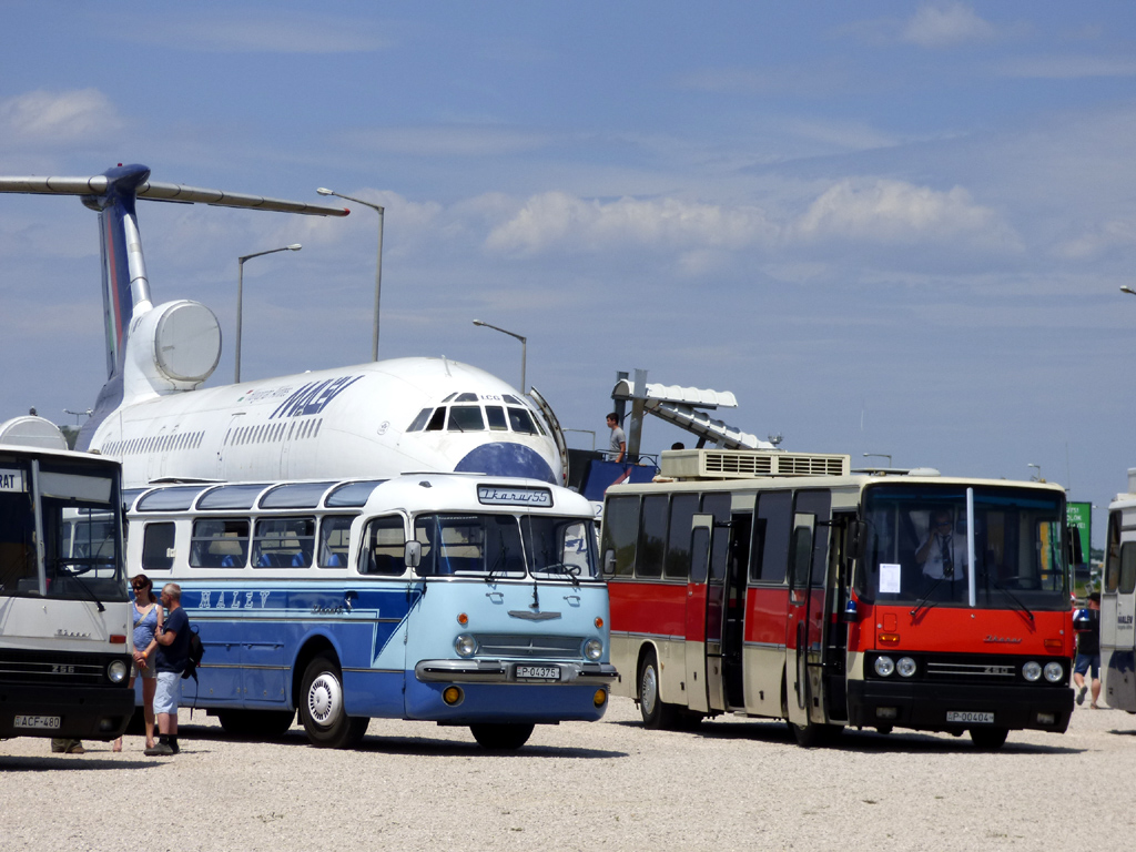 Ungarn, Ikarus  55 Nr. P-04375 18; Ungarn, Ikarus 250.72 Nr. P-00404 19; Ungarn — I. Ikarus Találkozó, Aeropark (2019)