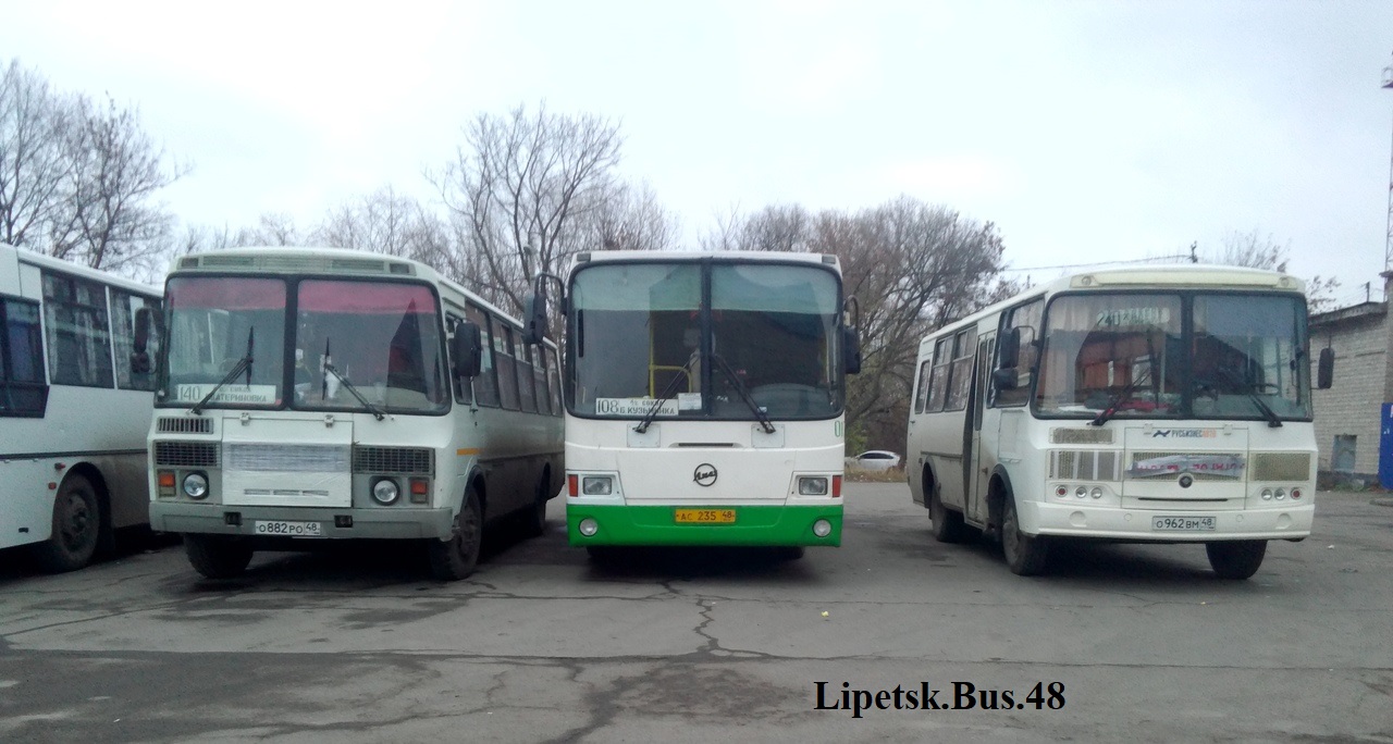 Lipetsk region, PAZ-4234-05 № О 882 РО 48; Lipetsk region, LiAZ-5256.45-01 № 017; Lipetsk region, PAZ-32053 № О 962 ВМ 48