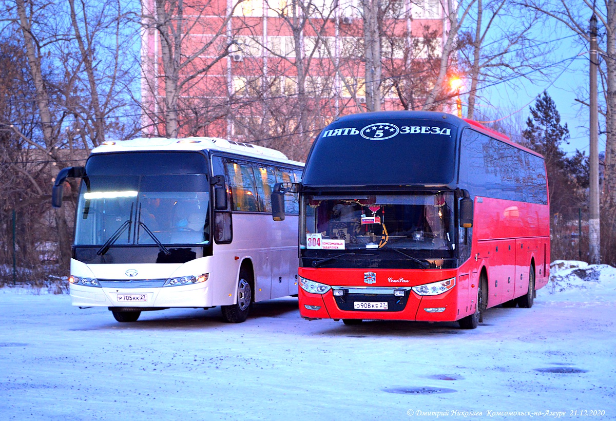 Хабаровский край, Zhong Tong LCK6127H ComPass № О 908 КЕ 27; Хабаровский край, Daewoo BH120F Royal Cruiser № Р 705 КК 27